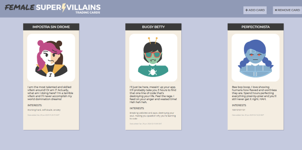 Female Supervillain Trading Card App